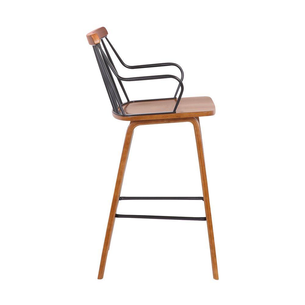 26" Brown Wood And Iron Counter Height Bar Chair HomeRoots