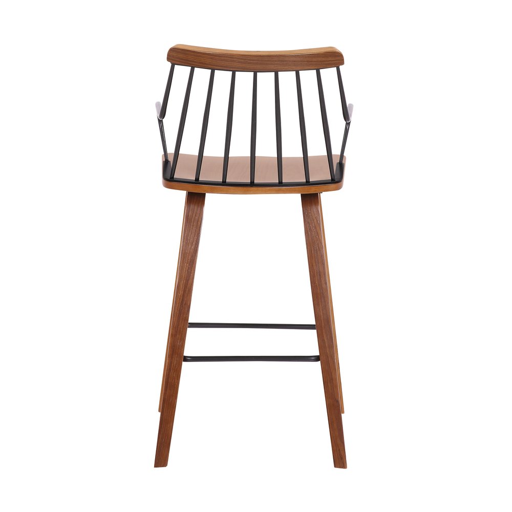 26" Brown Wood And Iron Counter Height Bar Chair HomeRoots