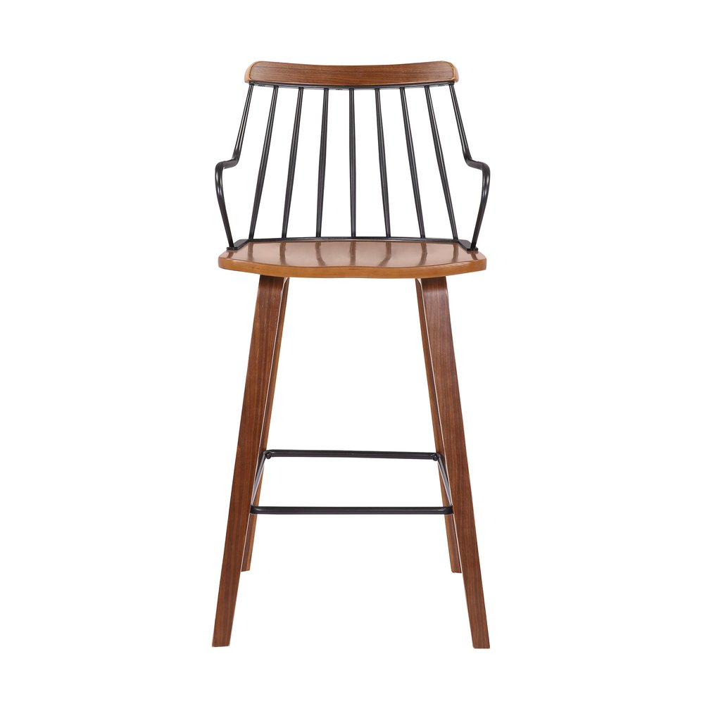 26" Brown Wood And Iron Counter Height Bar Chair HomeRoots