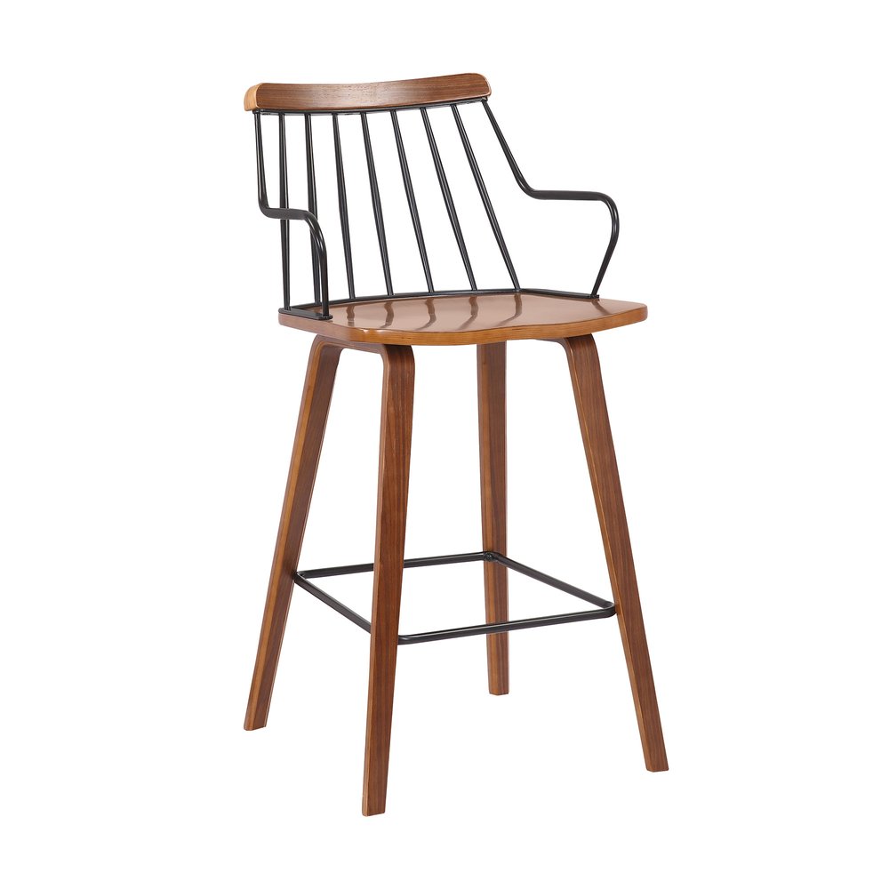 26" Brown Wood And Iron Counter Height Bar Chair HomeRoots