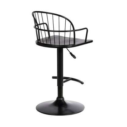 Black Solid Wood And Iron Low Back Adjustable Height Bar Chair HomeRoots