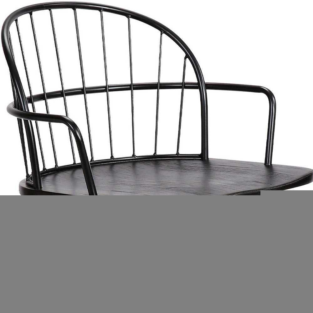 Black Solid Wood and Iron Low Back Adjustable Height Bar Chair HomeRoots