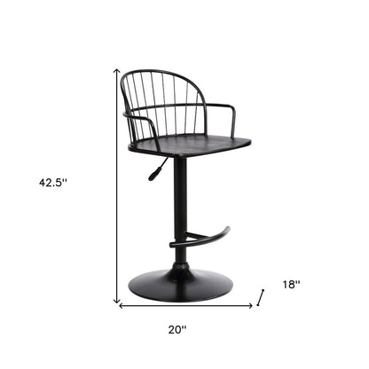 Black Solid Wood And Iron Low Back Adjustable Height Bar Chair HomeRoots