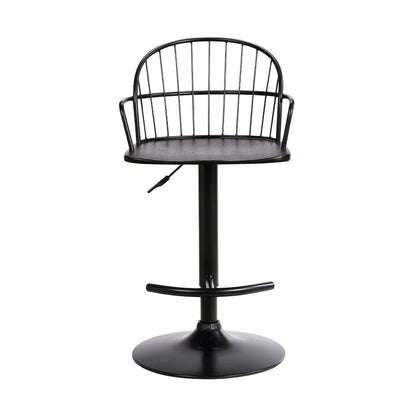 Black Solid Wood And Iron Low Back Adjustable Height Bar Chair HomeRoots
