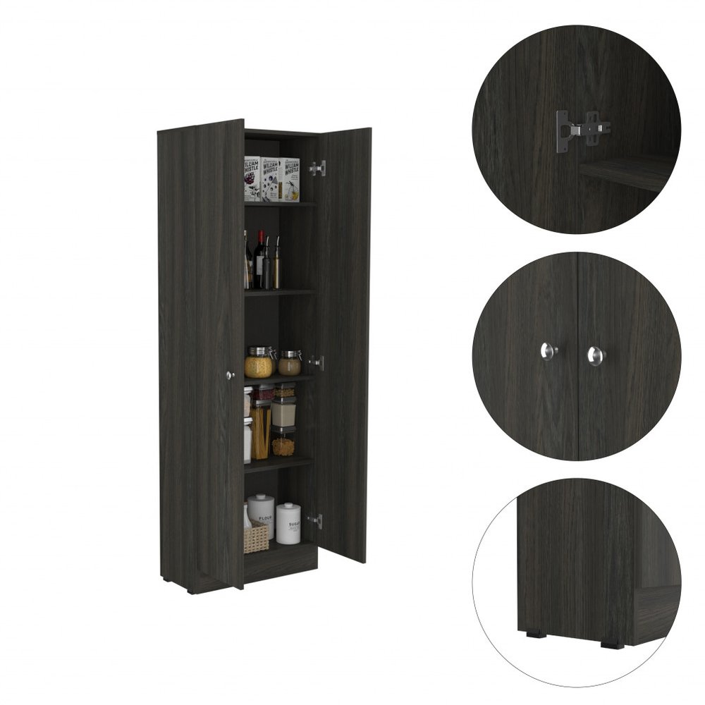 71" Dark Brown Wood Pantry Or Storage Closet HomeRoots