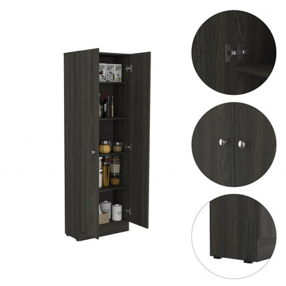 71" Dark Brown Wood Pantry Or Storage Closet HomeRoots