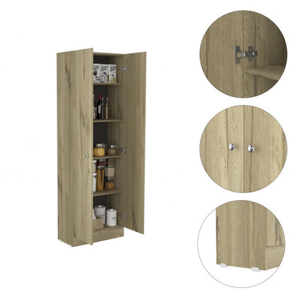 71" Oak Wood Pantry Or Storage Closet HomeRoots