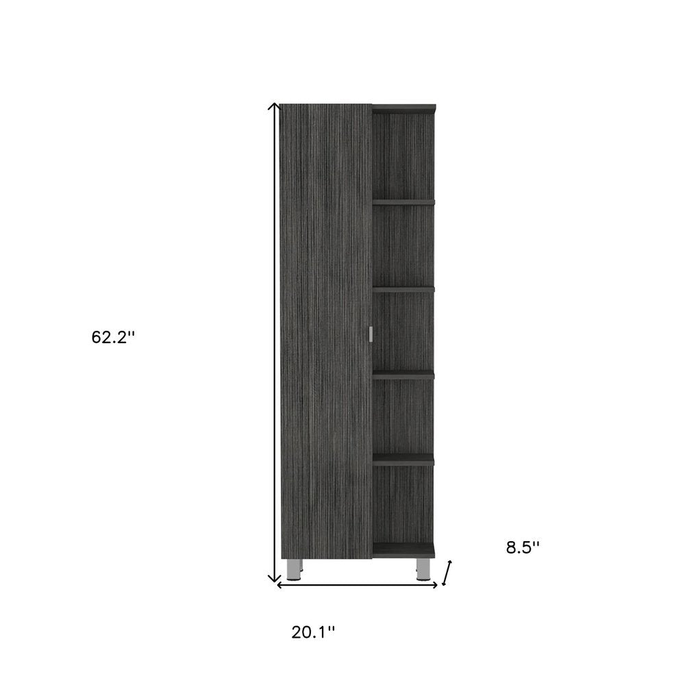 20" Gray Wood Accent Cabinet With Single Door — view 2