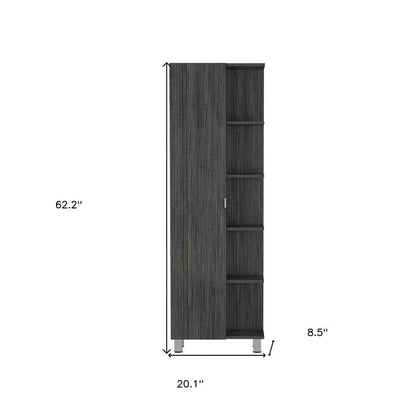 20" Gray Wood Accent Cabinet With Single Door
