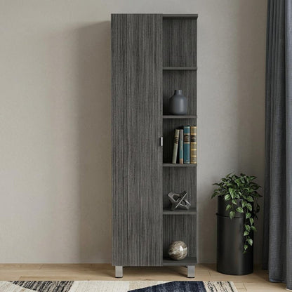 20" Gray Wood Accent Cabinet With Single Door