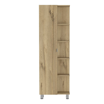 62" Oak Wood Pantry Or Storage Closet HomeRoots