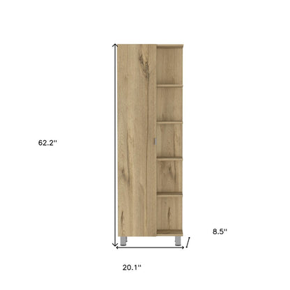 62" Oak Wood Pantry Or Storage Closet HomeRoots