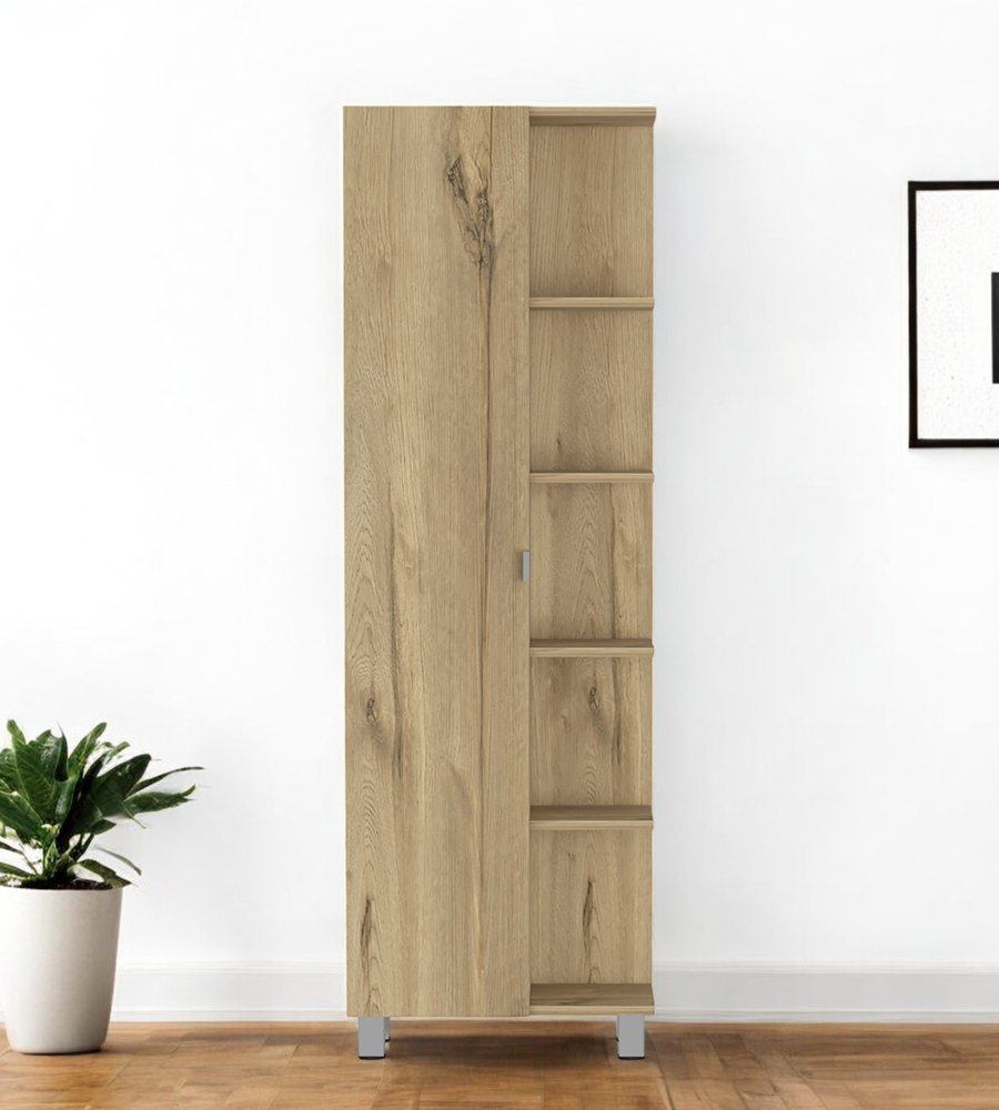 62" Oak Wood Pantry Or Storage Closet HomeRoots