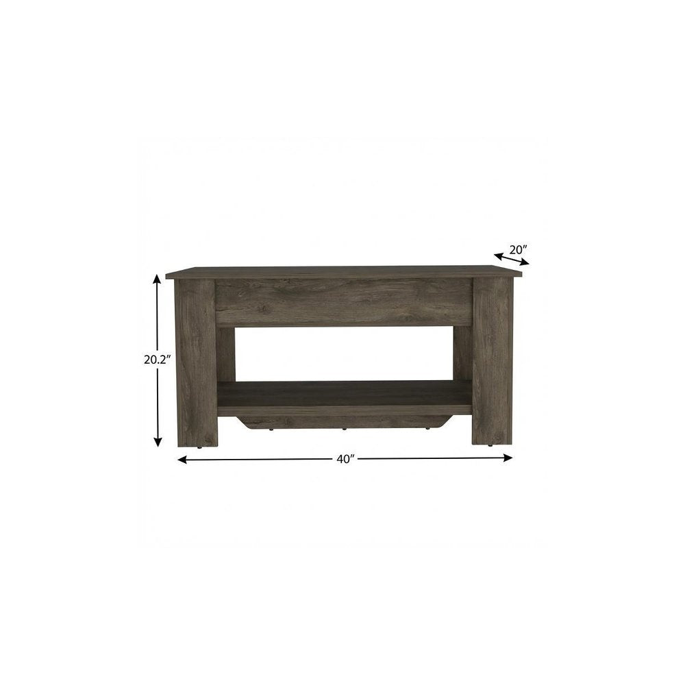 40" Dark Brown Wood Storage Bench With Flip Top Shoe Storage And Shelves — view 4