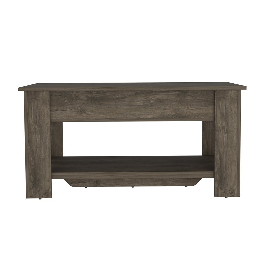 40" Dark Brown Wood Storage Bench With Flip Top Shoe Storage And Shelves — view 1