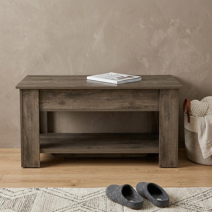 40" Dark Brown Wood Storage Bench With Flip Top Shoe Storage And Shelves HomeRoots