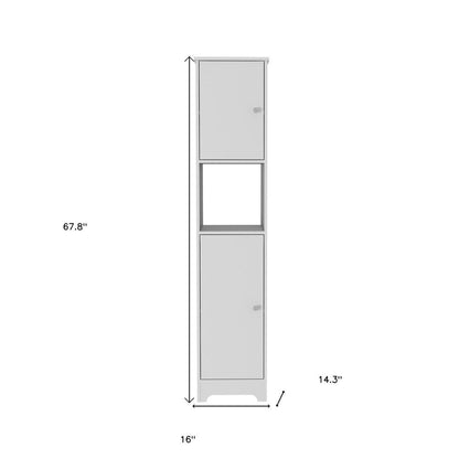 16" White Wood Accent Cabinet With Two Doors