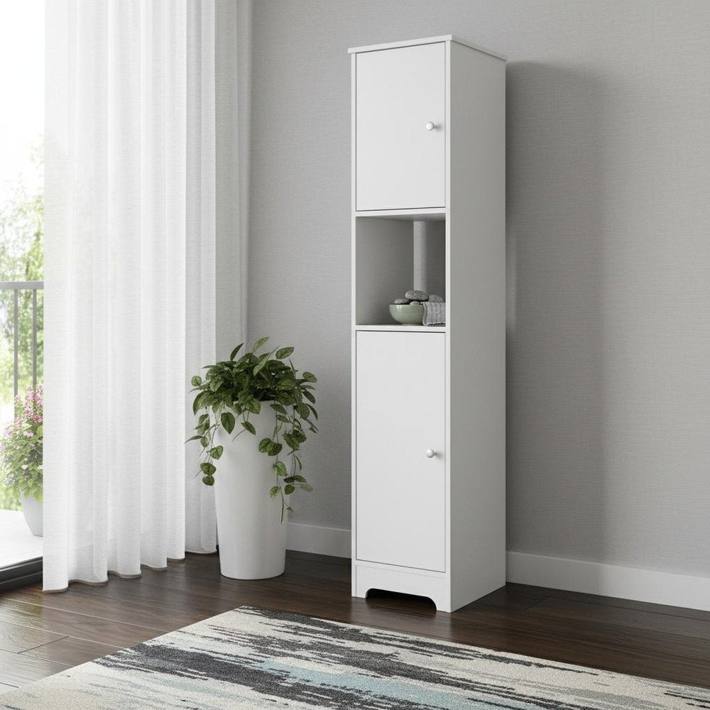 16" White Wood Accent Cabinet With Two Doors — view 6
