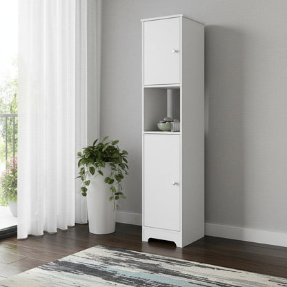 16" White Wood Accent Cabinet With Two Doors