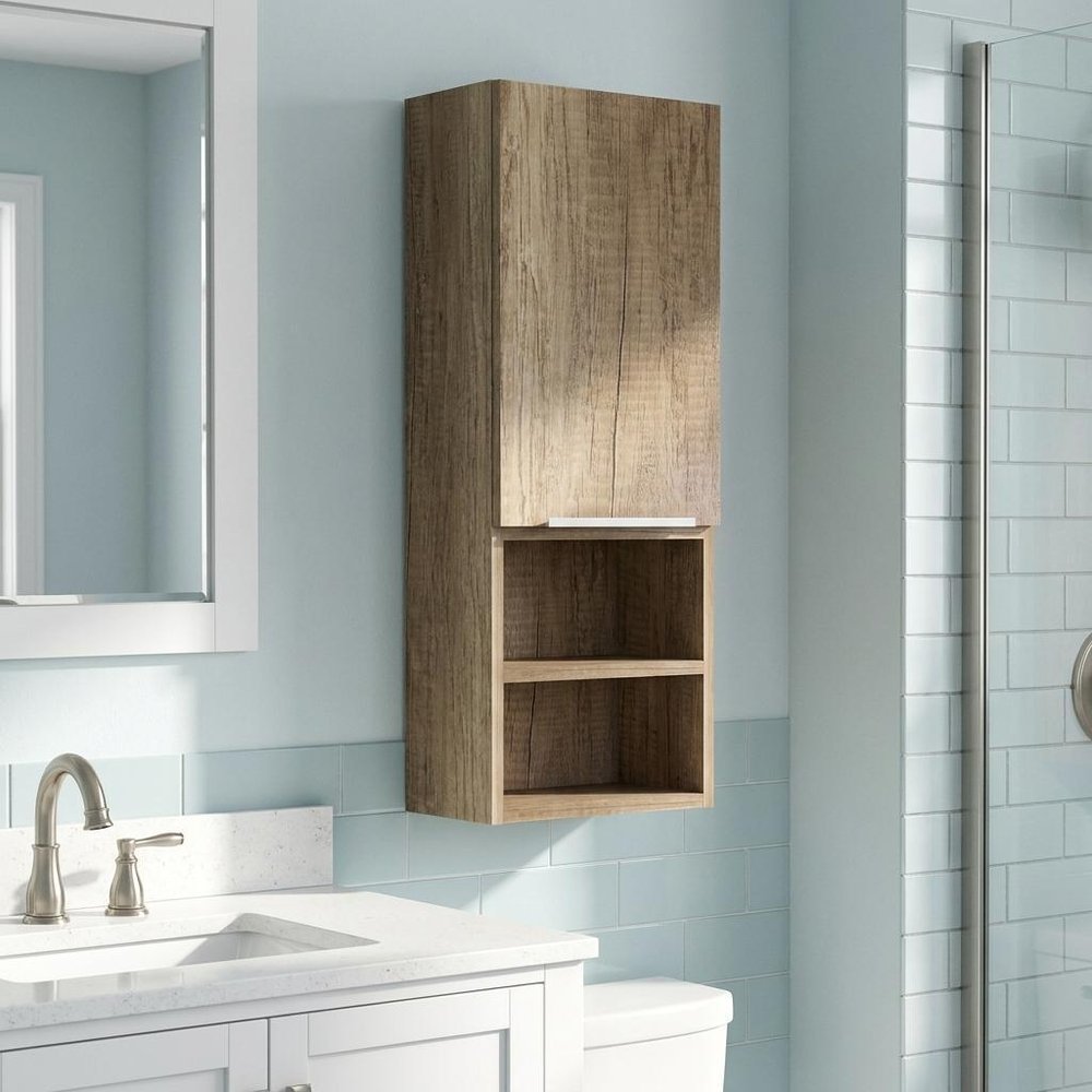 12" Natural Wood Wall Mounted Shaker Style Single Door Medicine Cabinet HomeRoots