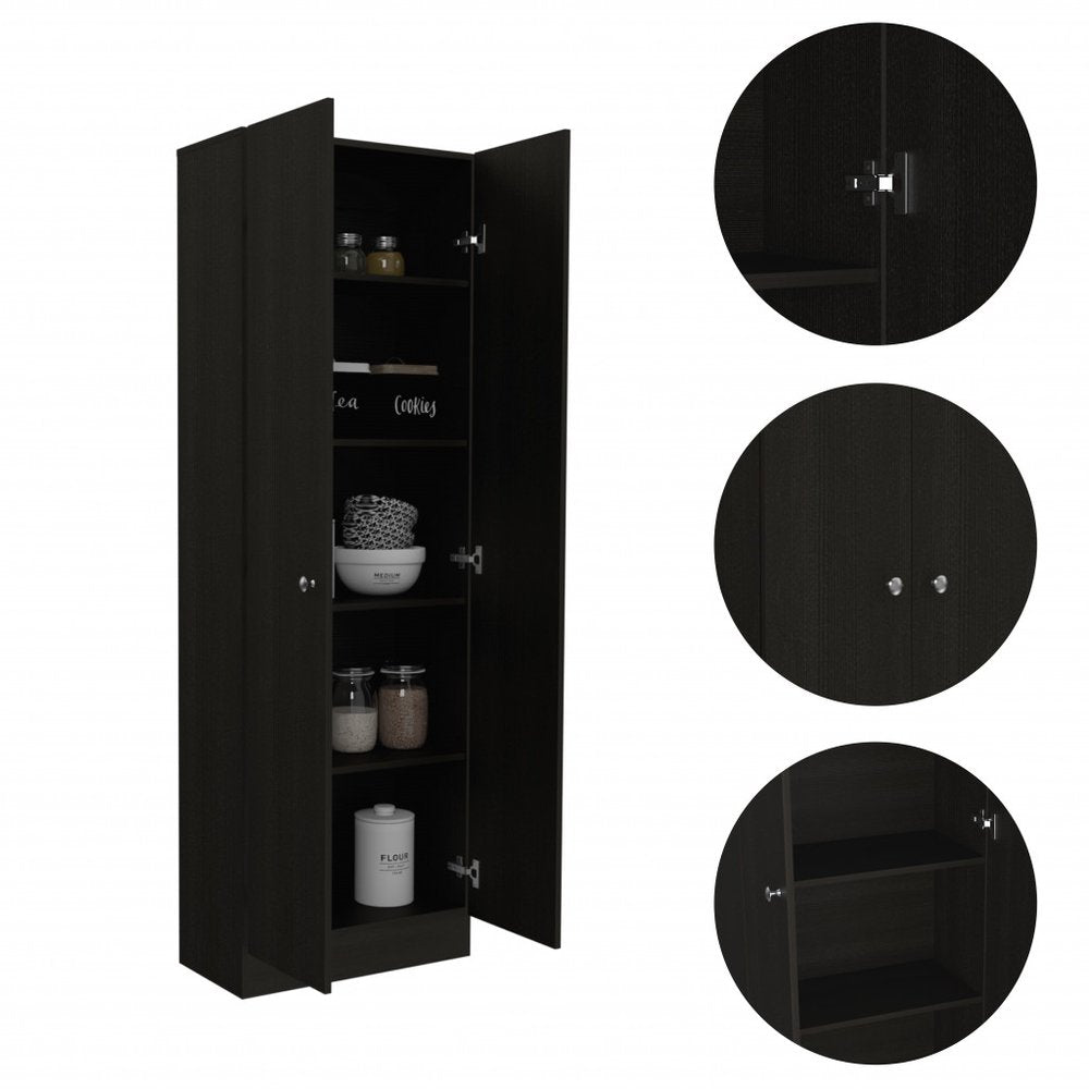 71" Black Wood Pantry Or Storage Closet HomeRoots