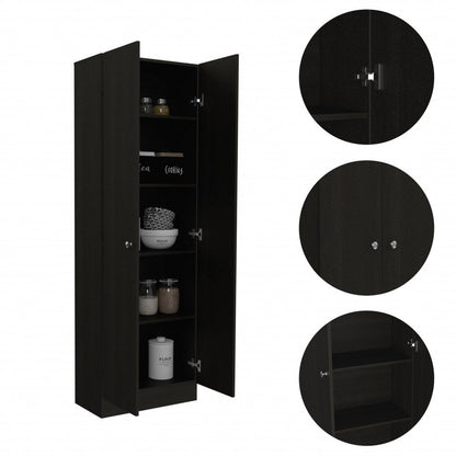 71" Black Wood Pantry Or Storage Closet HomeRoots