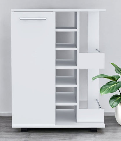 White Rolling Bar Cart With Wine Storage HomeRoots