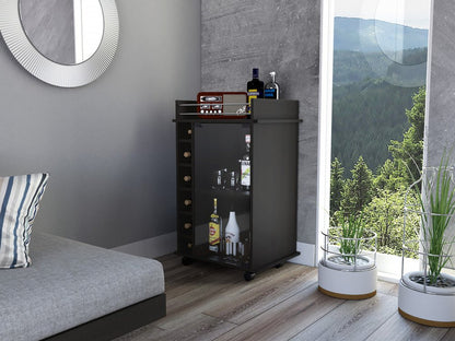 Black Rolling Bar Cart With Wine Storage HomeRoots