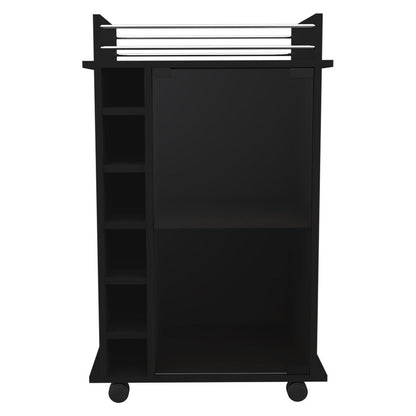 Black Rolling Bar Cart With Wine Storage HomeRoots