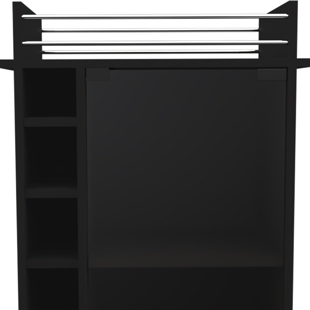 Black Rolling Bar Cart With Wine Storage HomeRoots