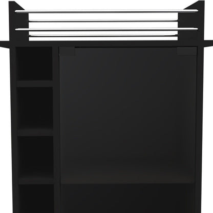 Black Rolling Bar Cart With Wine Storage HomeRoots