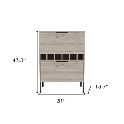 43" Light Gray and Black Wood Console Bar Cabinet With Two Doors HomeRoots