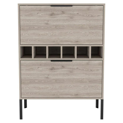 43" Light Gray and Black Wood Console Bar Cabinet With Two Doors HomeRoots