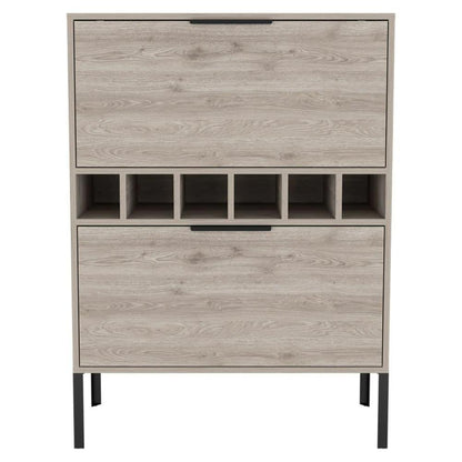 43" Light Gray and Black Wood Console Bar Cabinet With Two Doors