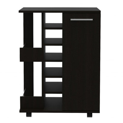 Black Rolling Bar Cart With Wine Storage HomeRoots