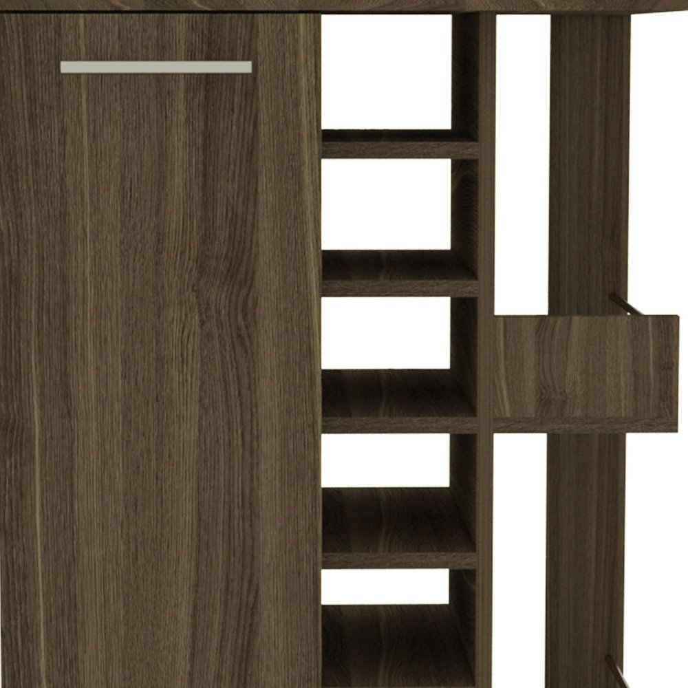 24" Walnut Wood Flat Door Rolling Kitchen Cart With Storage HomeRoots
