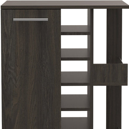 24" Espresso Wood Flat Door Rolling Kitchen Cart With Storage HomeRoots
