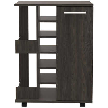 24" Espresso Wood Flat Door Rolling Kitchen Cart With Storage HomeRoots