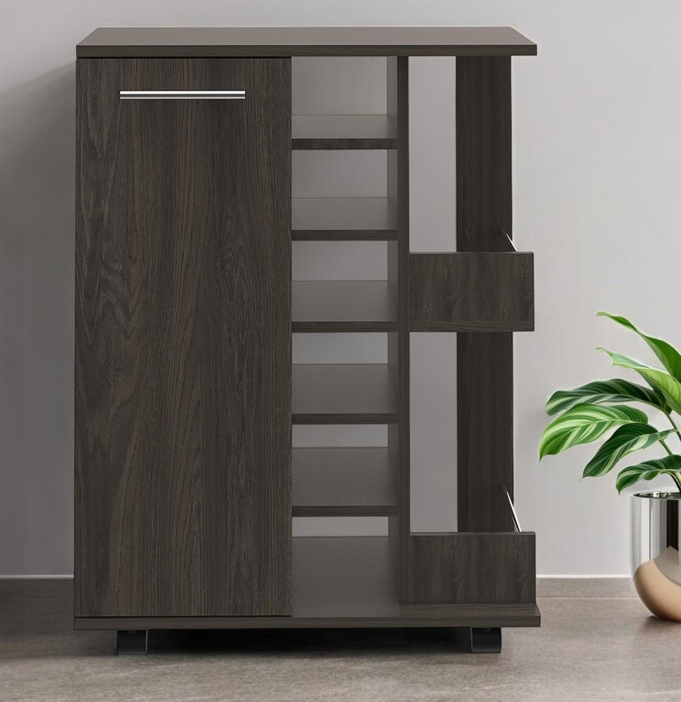 Espresso Rolling Bar Cart With Wine Storage HomeRoots