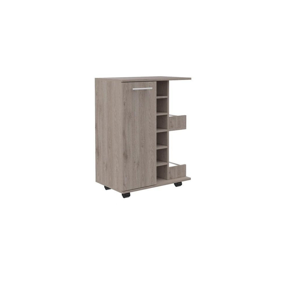 Light Gray Rolling Bar Cart With Wine Storage HomeRoots