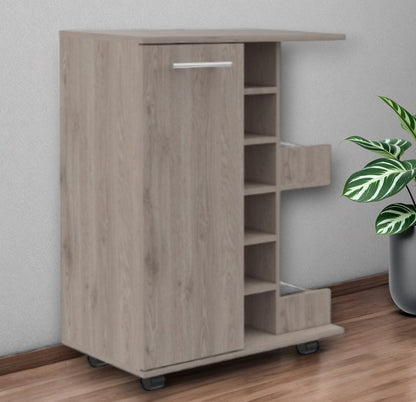 Light Gray Rolling Bar Cart With Wine Storage HomeRoots