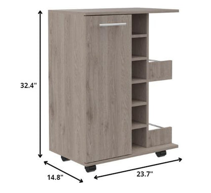 Light Gray Rolling Bar Cart With Wine Storage HomeRoots