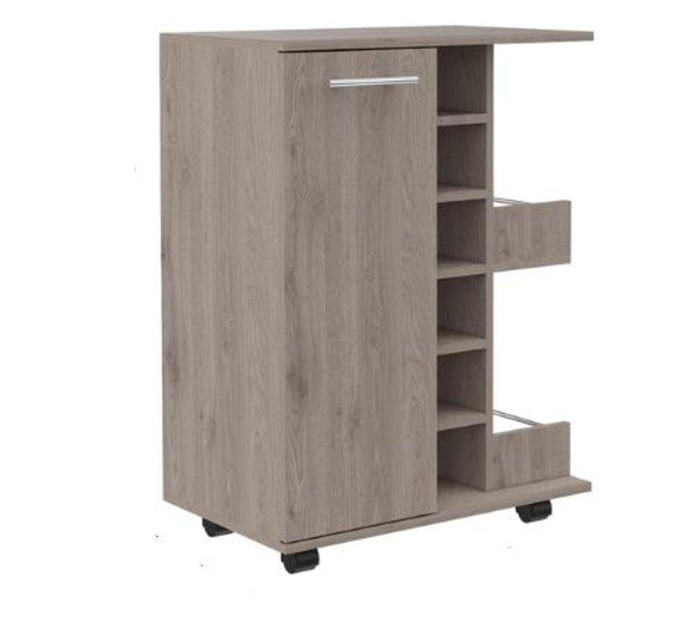 Light Gray Rolling Bar Cart With Wine Storage HomeRoots