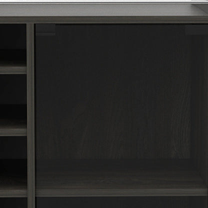 22" Espresso Wood Rolling Bar Cart With Wine Storage HomeRoots