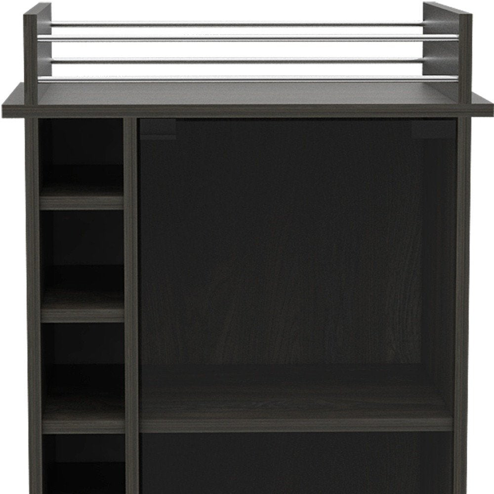 22" Espresso Wood Rolling Bar Cart With Wine Storage HomeRoots