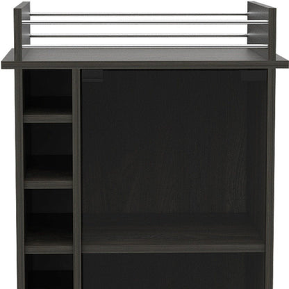 22" Espresso Wood Rolling Bar Cart With Wine Storage HomeRoots