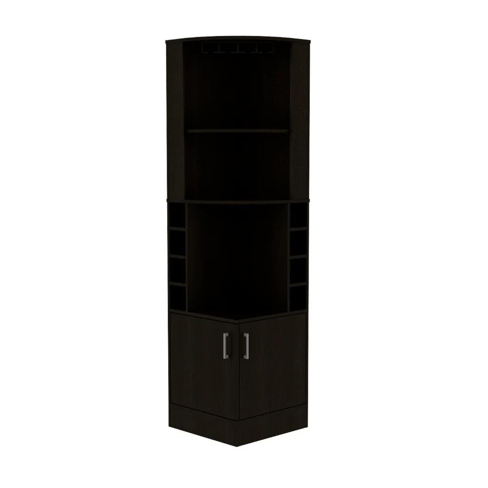 71" Black Wood Corner Bar Cabinet With Two Doors HomeRoots