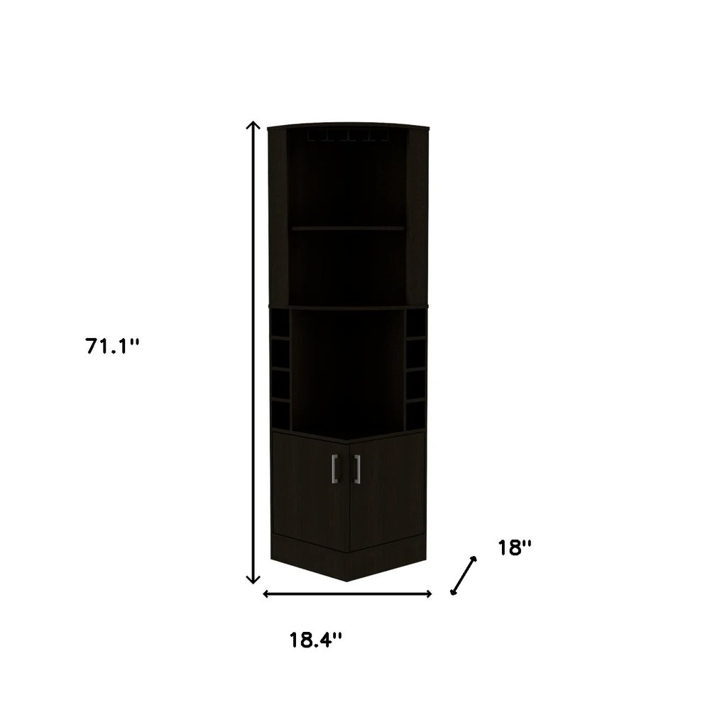 71" Black Wood Corner Bar Cabinet With Two Doors HomeRoots