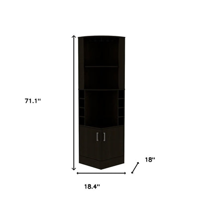 71" Black Wood Corner Bar Cabinet With Two Doors HomeRoots