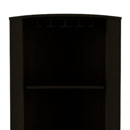 71" Black Wood Corner Bar Cabinet With Two Doors HomeRoots